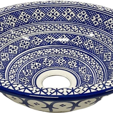 Marokkaanse aardewerk waskom blauw-wit-Ø 35 cm