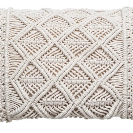 Atmosphera Sierkussen Macrame Ibiza voor binnen - 2x - ivoor wit - 30 x 50 cm - katoen/polyester