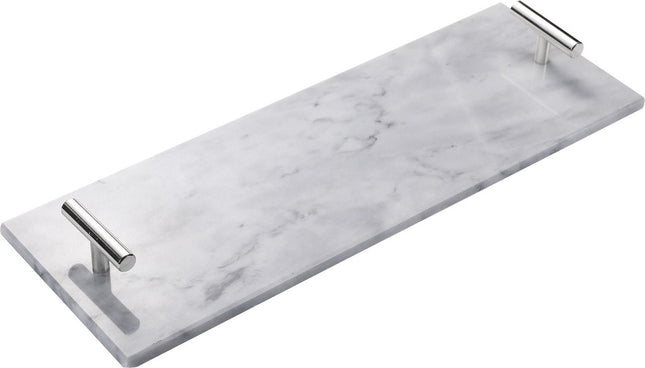 Marmeren dienblad met zilveren hendels 40 x 14 cm