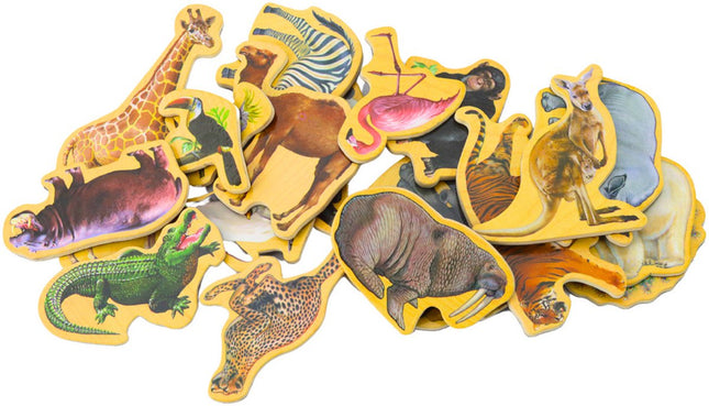Houten Dieren Magnetenset - 20 Delige Dieren Magneten Hout - Educatief Speelgoed - Magnetische Dierentuin - Magnetische Sticker - Koelkast sticker - Magneetbord Sticker - Speelgoed - Magneet Kinderkamer