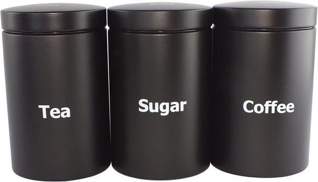 Klausberg - voorraadpotten set - koffie, thee, suiker - zwart