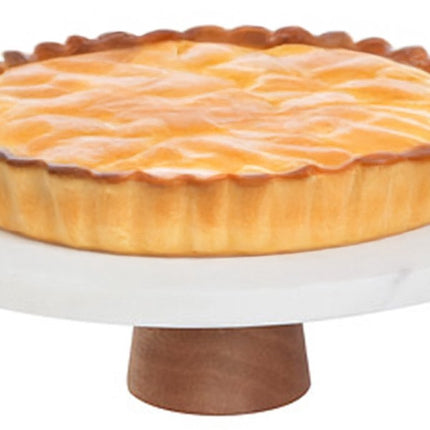 5Five Taartplateau Marmer steen- met voet - 25 x 8 cm - steen - wit - taartschaal - gebak presentatie