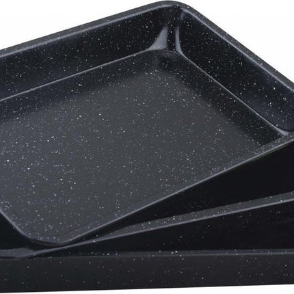 Kinghoff 1069 - Ovenschalen Rechthoek -Set van 3 - Aluminium - Zwart