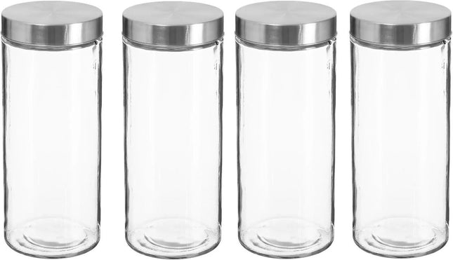 4x stuks voorraadbussen/voorraadpotten 2L glas met RVS deksel - 2000 ml - Voorraadpotten met luchtdichte deksel