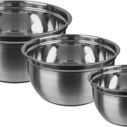 Set 2x stuks beslagkommen/mengkommen - RVS 4,5L/2,5L/1L - Met antislip