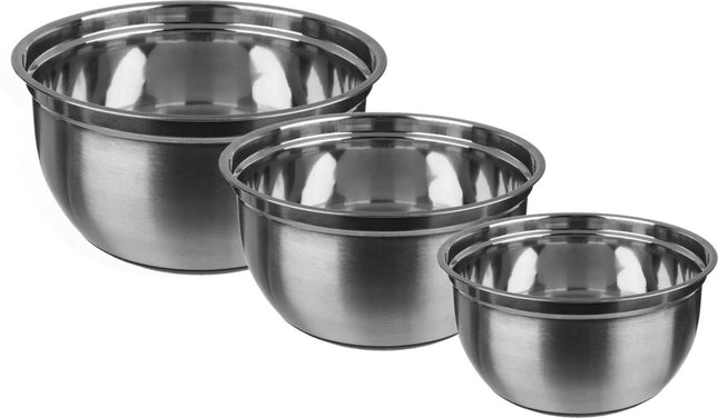 Set 2x stuks beslagkommen/mengkommen - RVS 4,5L/2,5L/1L - Met antislip