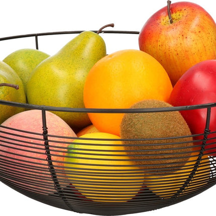 5five Fruitschaal - zwart - metaal - 32 cm - fruitmanden - Draadmand van metaal