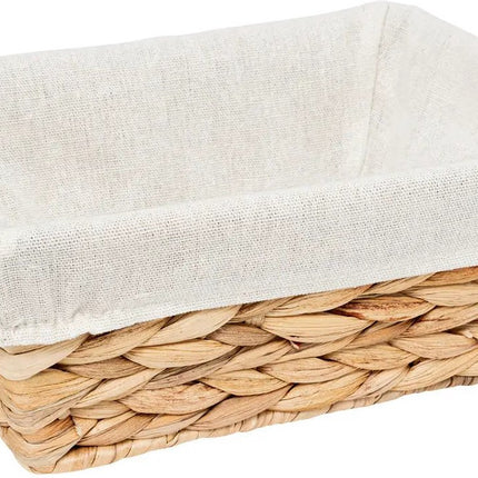 5Five Broodmandje met stof - riet/canvas - bruin/wit - landelijke stijl - Serveer mandjes