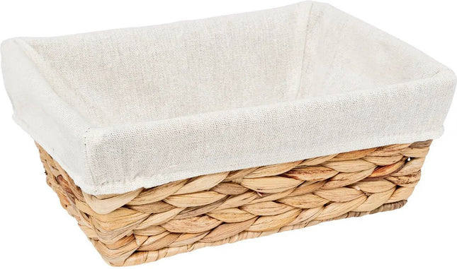 5Five Broodmandje met stof - riet/canvas - bruin/wit - landelijke stijl - Serveer mandjes
