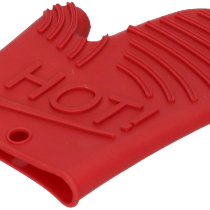 Secret de Gourmet Siliconen ovenwant/ovenhandschoen - 2x - rood - 15 x 21 cm - Pannenlap - Keukenhandschoen