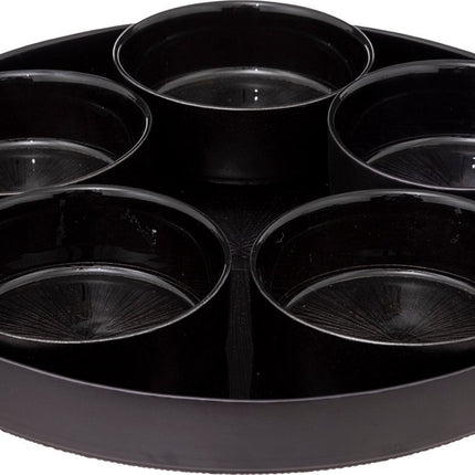 Tapas-set Astra - Glazen Serveerschaal 6-delig - 34x5 cm - Zwart