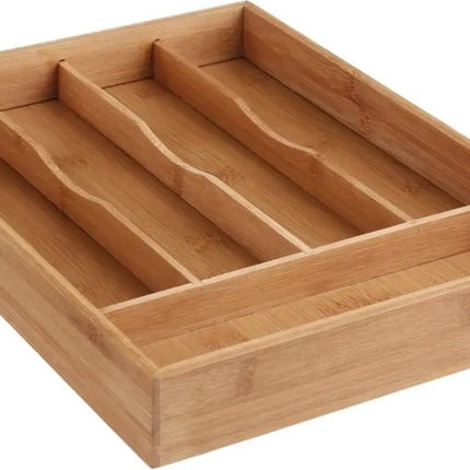 Set van 2x stuks secret de gourmet bestekbak - keuken organizer - 5-vaks - bamboe hout - 34 x 25 cm