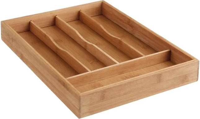 Set van 2x stuks secret de gourmet bestekbak - keuken organizer - 5-vaks - bamboe hout - 34 x 25 cm