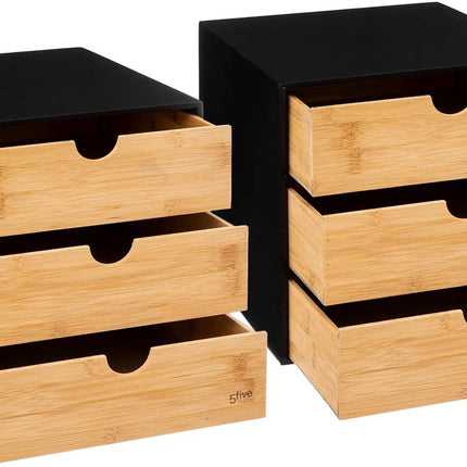 5Five kantoor organizer ladeblok - 2x - 3 lades - 25 x 31 x 24 cm - hout