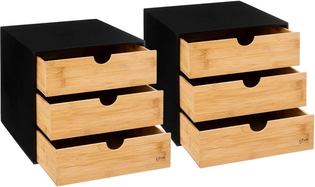 5Five kantoor organizer ladeblok - 2x - 3 lades - 25 x 31 x 24 cm - hout