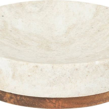 Badkamer/WC Setje 3-Delig – Zeepbakje, Tandenborstelhouder & Zeeppompje – Marmereffect Beige/Wit – Polyresin Kunststeen
