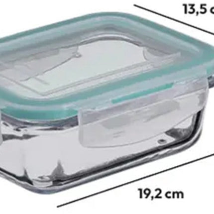 5Five Vershoudbakje met deksel - glas - luchtdicht - met clips - 18 x 12 x 6 cm - 800 ml