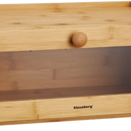 KLAUSBERG Bamboe Brooddoos Met Acryl Front - 40x24,5x19 cm - Natuurlijke Broodopslag - KB-7924 - Broodtrommel - Brood vershouddoos