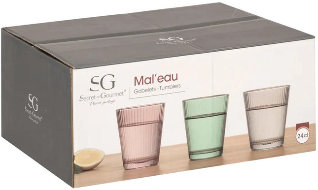 Secret de Gourmet Mal'eau Waterglazen - 24cl - Set van 6 stuks - Multi