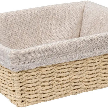 5Five - Broodmand Bistro plus - gevlochten papier/stof - creme wit - 25 x 19 x 10 cm