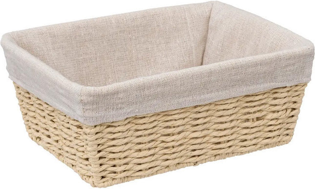 5Five - Broodmand Bistro plus - gevlochten papier/stof - creme wit - 25 x 19 x 10 cm