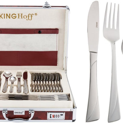 KINGHOFF 3565 - luxe bestekset koffer - 72 delig - 12 persoons - Modern bestek