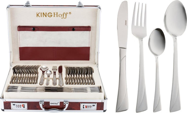 KINGHOFF 3565 - luxe bestekset koffer - 72 delig - 12 persoons - Modern bestek