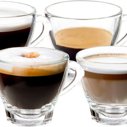Vivalto Design Espresso koffie glazen met oor - set 4x stuks - transparant glas - 80 ml