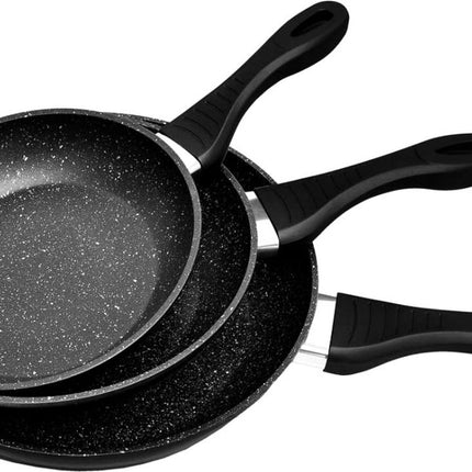 Forged Hardened Aluminium - Inductie Koekenpannenset - 3 delig - Hard Marble aantiaanbaklaag - Ø 20, 24 & 28 cm - Braadpan -NICKEL VRIJ