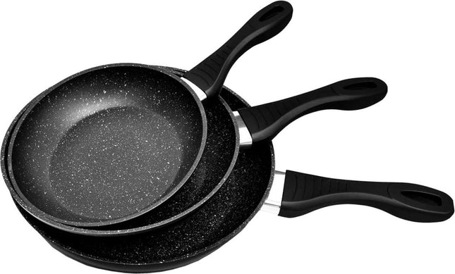 Forged Hardened Aluminium - Inductie Koekenpannenset - 3 delig - Hard Marble aantiaanbaklaag - Ø 20, 24 & 28 cm - Braadpan -NICKEL VRIJ