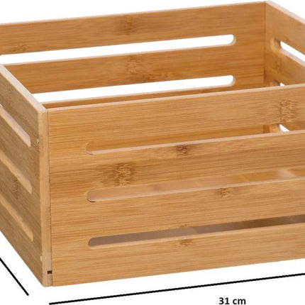 5Five Fruitkisten opslagbox - 3x - open structuur - lichtbruin - hout - L31 x B31 x H15 cm - Decoratie huis en tuin - Kisten/kistjes