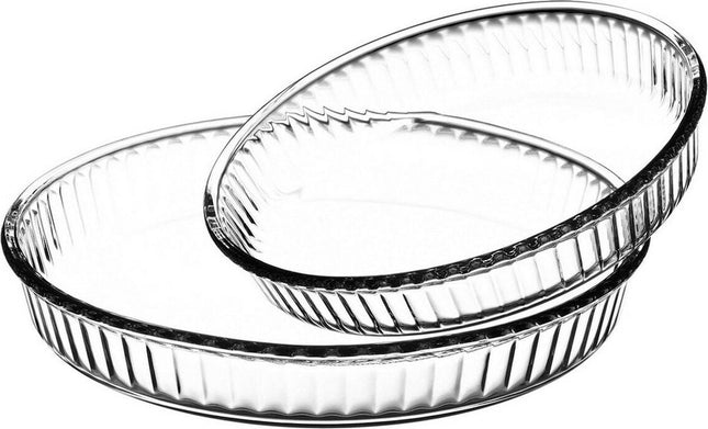 Secret de Gourmet - Ovenschalen set 2x stuks rond - Glas - 26 en 32 cm