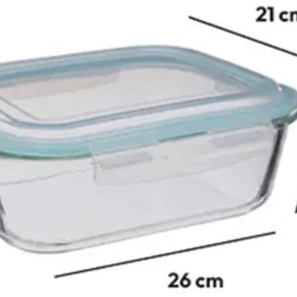 5Five Vershoudbakje met deksel - glas - luchtdicht - met clips - 26 x 21 x 8 cm - 2260 ml