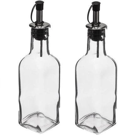 5Five Azijn/Olie flessen voor op tafel - 4x stuks - glas - 160 ml per fles - olijfolie en tafelazijn