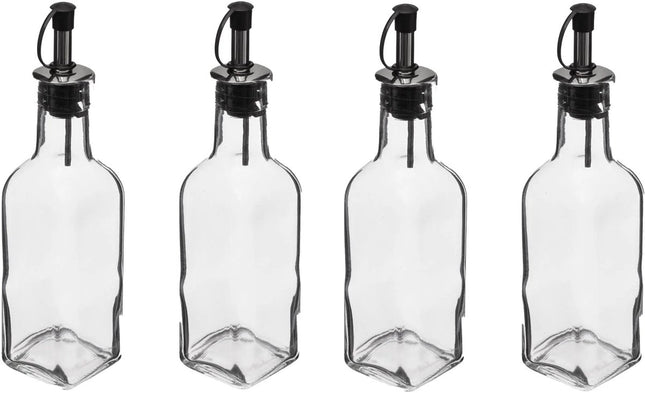 5Five Azijn/Olie flessen voor op tafel - 4x stuks - glas - 160 ml per fles - olijfolie en tafelazijn