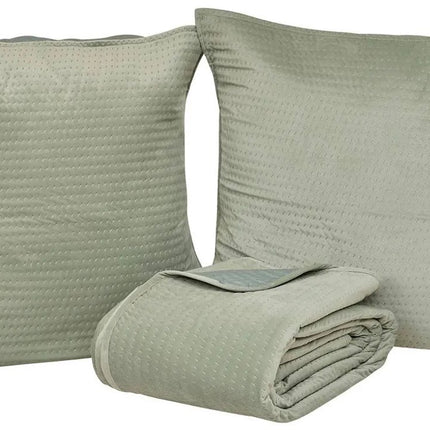 Beddensprei Lilou 240 x 260 cm - Celadon Groen - Inclusief 2 Kussenslopen - Donsvervang Polyester - Dekmatras