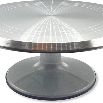 Luxe Taartplateau – Draaibaar Taartplateau – Draaiplateau Taart – Taartschaal – Cake Stand – Diameter van Ø30 cm – Ideaal voor het snijden en maken van taart – Geborsteld RVS