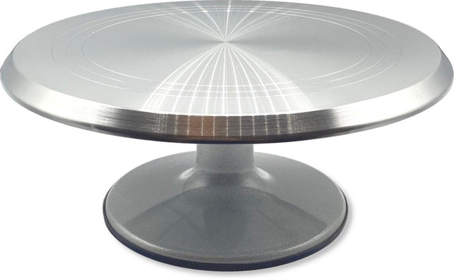 Luxe Taartplateau – Draaibaar Taartplateau – Draaiplateau Taart – Taartschaal – Cake Stand – Diameter van Ø30 cm – Ideaal voor het snijden en maken van taart – Geborsteld RVS