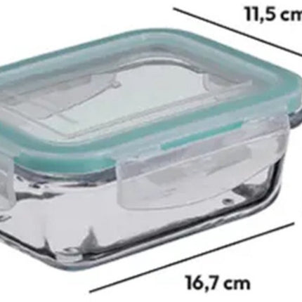 5Five Vershoudbakje met deksel - 2x - glas - luchtdicht - met clips - 17 x 11 x 6 - 540 ml