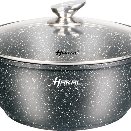 Braadpan - Bakpan - Soeppan - Ø 40 cm - 19.5 Liter Kookpan Met Glazen Deksel - Oven Bestendig - Antiaanbaklaag - Aluminium - Zwart