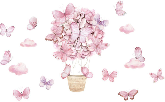 Wandsticker Roze Vlinders - Zelfklevende Muurdecoratie voor Kinderkamer - 53x88 cm - Vlinder Wandsticker voor Meisjeskamer en Babykamer