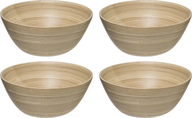 Secret de Gourmet - 4x - Slakom/serveer schaaltjes - bamboe - beige- D17 cm
