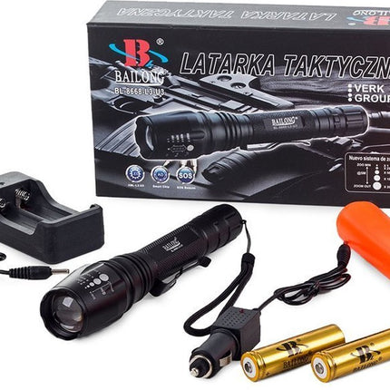 LED zaklamp Zoomfunctie + tactische en Signalisatiekegel XM-L3-U3