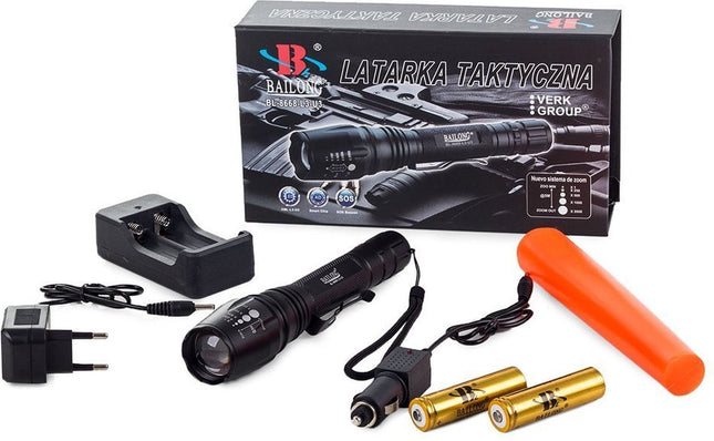LED zaklamp Zoomfunctie + tactische en Signalisatiekegel XM-L3-U3