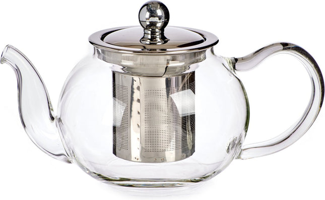 Glazen theepot 500 ml met filter/infuser en handvat - Theepotten/theekannen van glas - Theepot met thee infuser