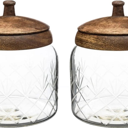 2x stuks snoeppotten/voorraadpotten 1,2L glas met houten deksel - 1200 ml - Bonbonnieres
