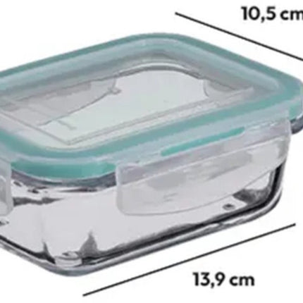5Five Vershoudbakje met deksel - 3x - glas - luchtdicht - met clips - 14 x 10 x 5 cm - 330 ml