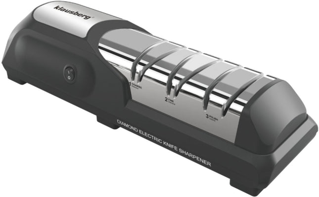 Klausberg Elektrisch Messenslijper - Diamant Slijpsteen - 3-Staps Slijpsysteem - Voor Keuken- en Sportmessen - KB-7945