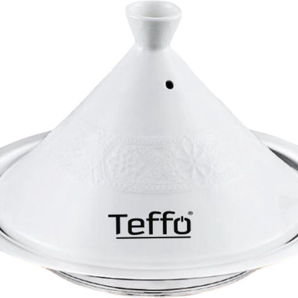 TEFFO | Luxe Tajine inductie - Tagine - 30cm - Inductie - Wit / Zilver