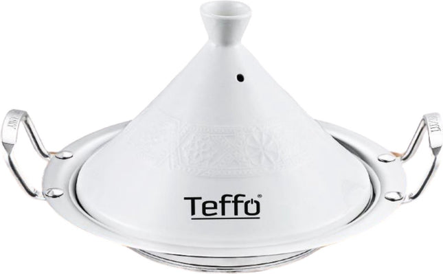 TEFFO | Luxe Tajine inductie - Tagine - 30cm - Inductie - Wit / Zilver
